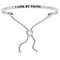 Stainless Steel I Live By Faith Adjustable Bracelet